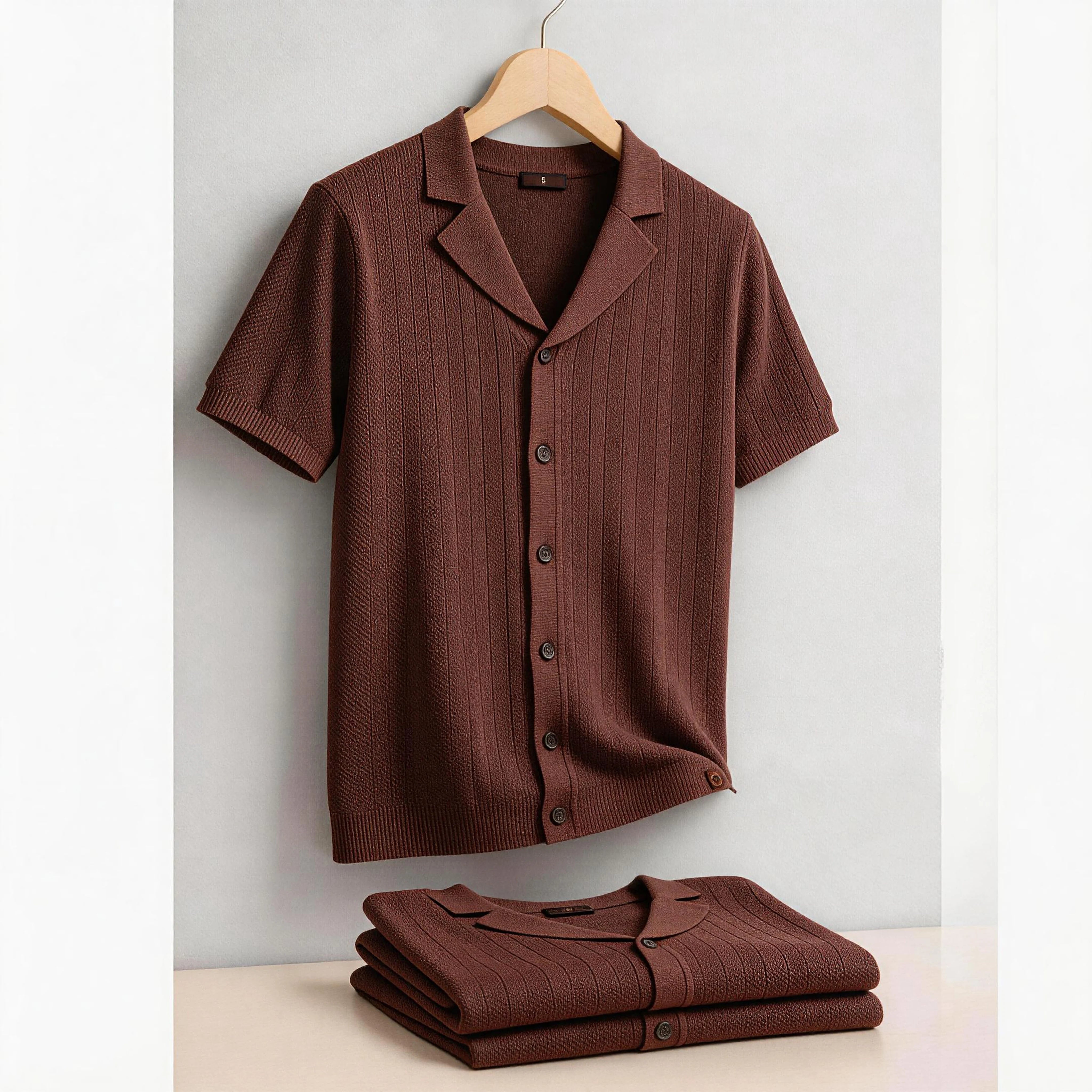 Men's Summer Business Polo Shirt Ice Silk Solid Color Short Sleeve Button Design Cool Touch Breathable Daily Wear