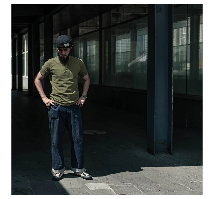 Rugged Bronson Retro Henry Collar Shirt