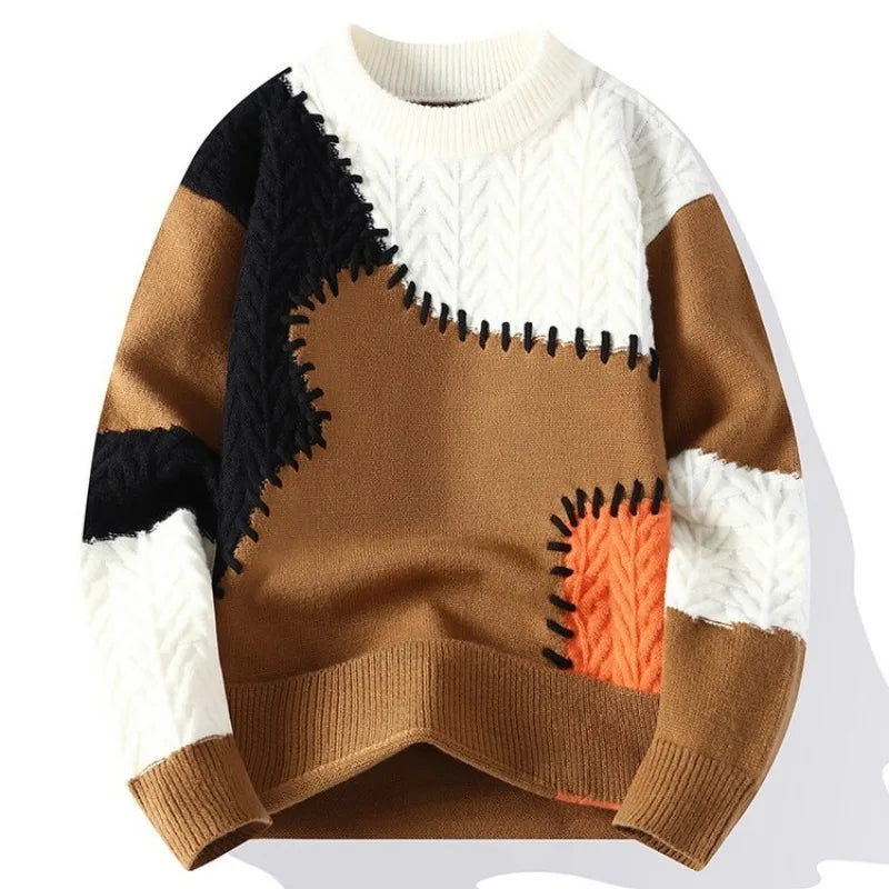 Men’s O‑Neck Splicing Sweater