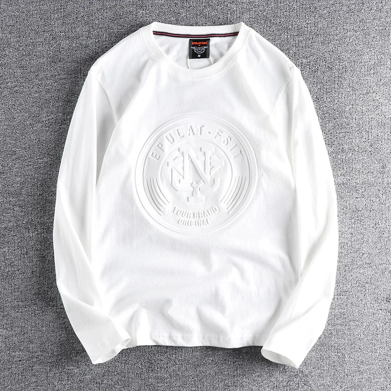 American Retro 3D Letter Long‑Sleeve T‑Shirt