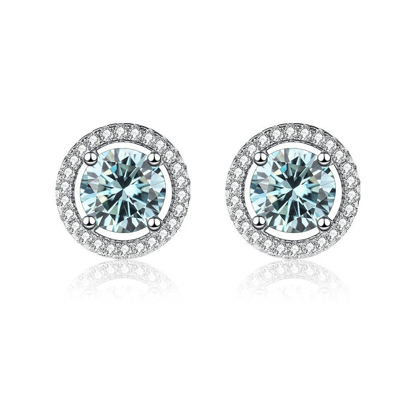JoyceJelly Unisex Sterling Silver 925 Jewelry 2X1CT 6.5mm GRA Moissanite Stud Earrings for Men Women Lab Diamond Ear-studs Gift