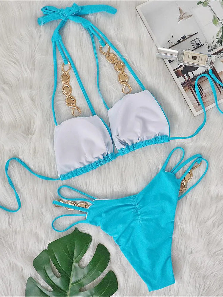 Sexy Jewelled Halter Bikini