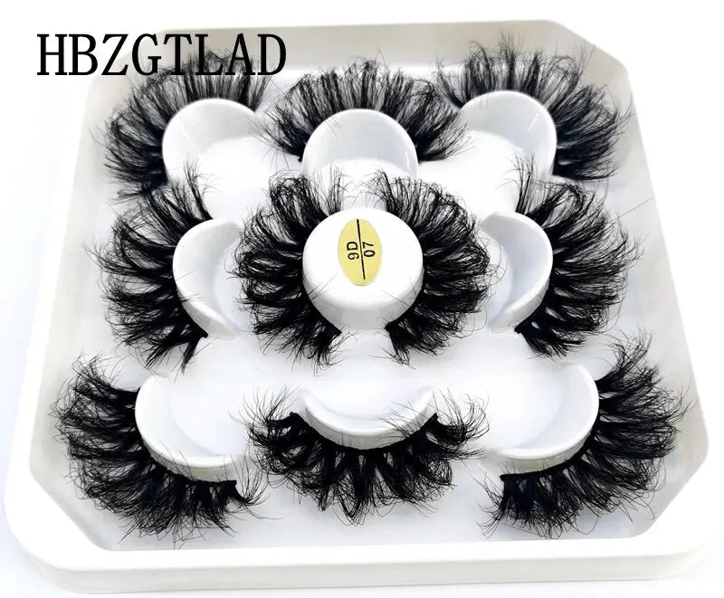 5 Pairs 25mm 3D Mink Eyelashes Bulk Russian Roll Fluffy Natural False Eyelash Dramatic Mink Lashes Makeup Tools Wholesale Lashse