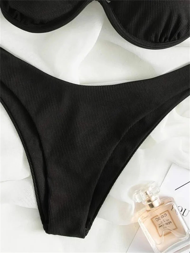 One‑Shoulder Push‑Up Micro Bikini