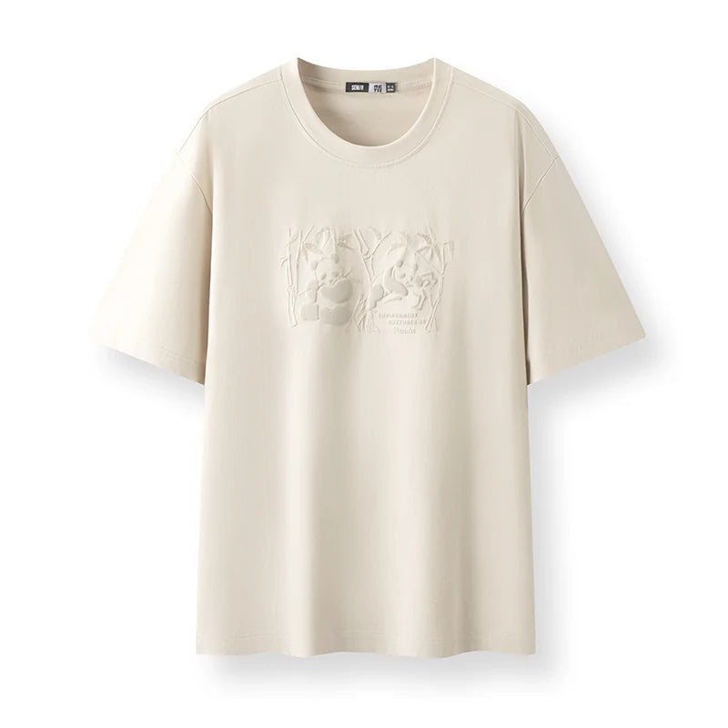 Semir Short Sleeve T-Shirt Men 2025 New Summer Cool Feeling Panda Print Embroidered Loose Top for Trendy and Comfortable Style