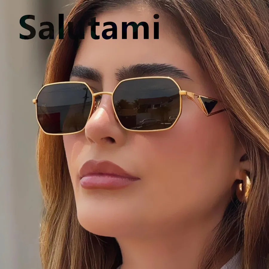 unique small square alloy triangle leg sunglasses for women new fashion brand elegant gradient sun glasses ladies sexy shades