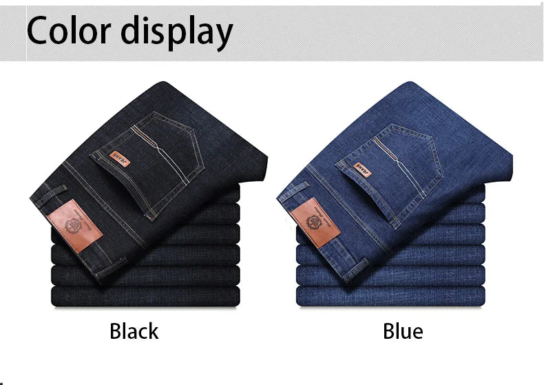 Men’s Soft Black Biker Jeans – Classic Stretch Denim Pants (Sizes 32–38) | Masculine Slim/Straight Fit Moto Style