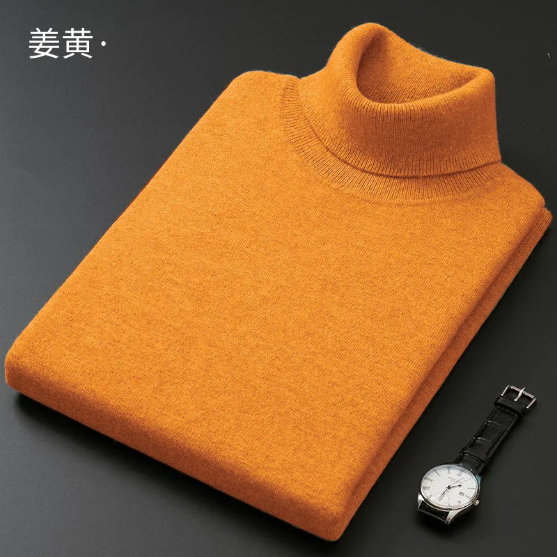 Men’s Cashmere‑Cotton Turtleneck Sweater