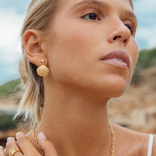 Youthway Trendy Small Steel Beads Hanging Shell Dangle Earrings 2024 Chic Stainless Steel Waterproof Jewelry Traveling Gift