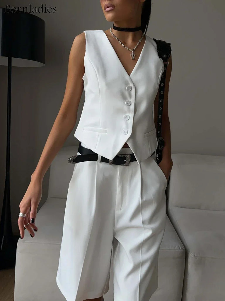 Wolfeel Women’s Summer Chic Vest & Shorts Suit