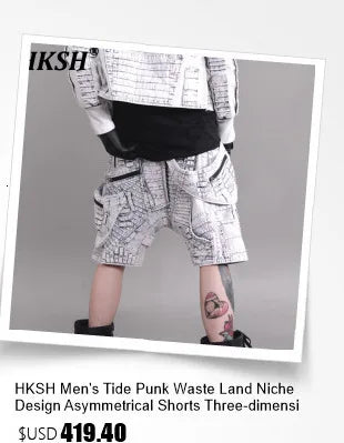 HKSH Spring Summer New Men's Tide Streetwear Cotton Solid Color Loose RO Style Short Sleeves Large Tees Chic Dark T-shirt HK2008