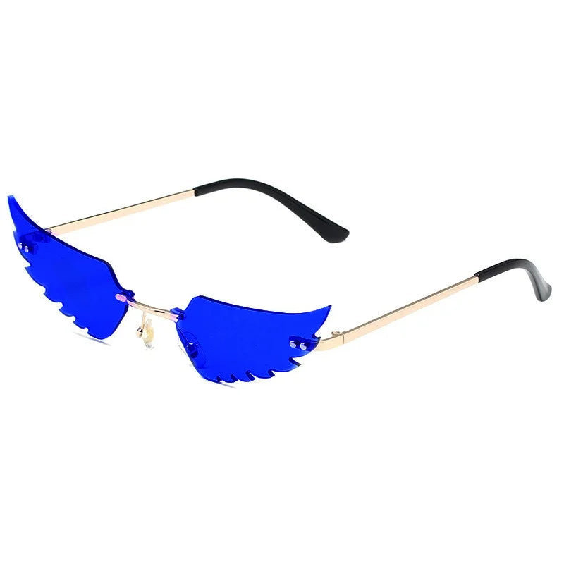 Wings Shape Rimless Sunglasses Women Ins Frameless Eyeglasses Female Party Funny Glasses Trend Eyewear Ocolus De Sol Feminino
