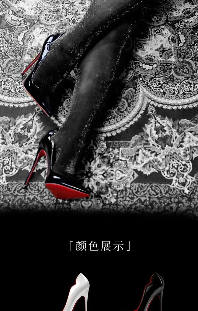 Black Extra‑Thin 12cm High Heels – Women’s Professional Shallow‑Mouth Stiletto Pumps
