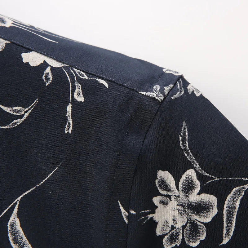 Men Long Sleeve Floral Print Shirt Brand Casual Fashion Button Up Printed Flower Shirts Dress Men Slim Fit Thin Clothing