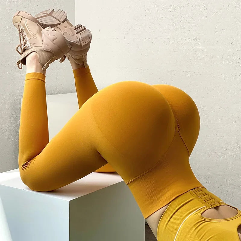 High Waist Seamless Push‑Up Leggings for Women