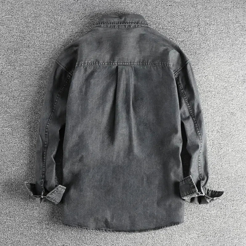 Heavy‑Washed Vintage Denim Shirt