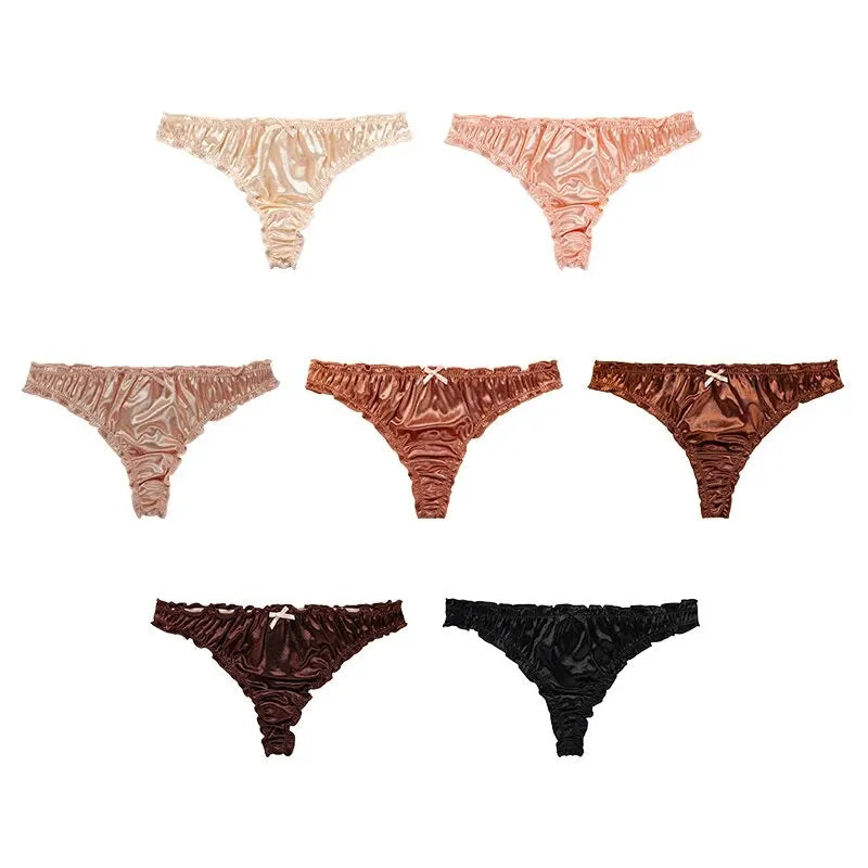 Frill‑Trim Satin Ice‑Silk Seamless Panties