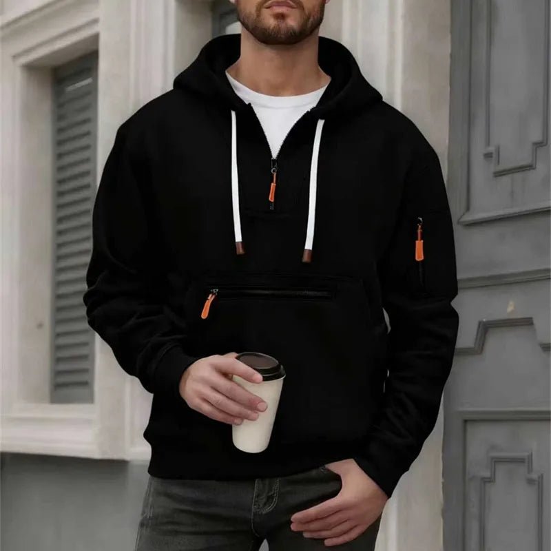 Multi‑Pocket Arm‑Zipper Hoodie