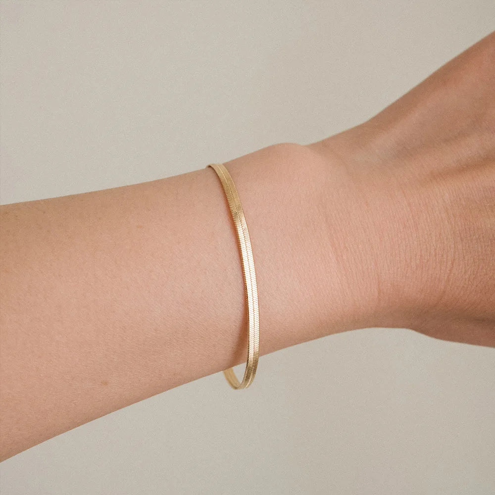 eManco Women Trend Classic Snake Chain Bracelet Gold Color Width 2/3/4/5MM Stainless Steel Chain Bracelet For Women Jewelry Gift