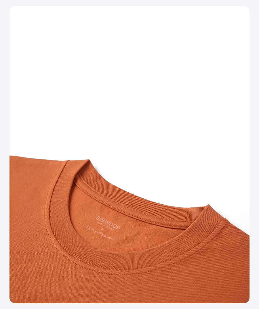 SIMWOOD 2026 Summer New 230gsm Sorona Fabric Letter Print T-shirt Men Breathable High Quality Oversize Tops