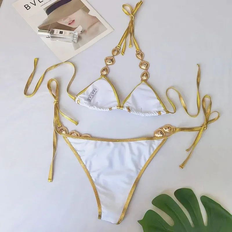 Halter Crystal Rhinestone Bikini