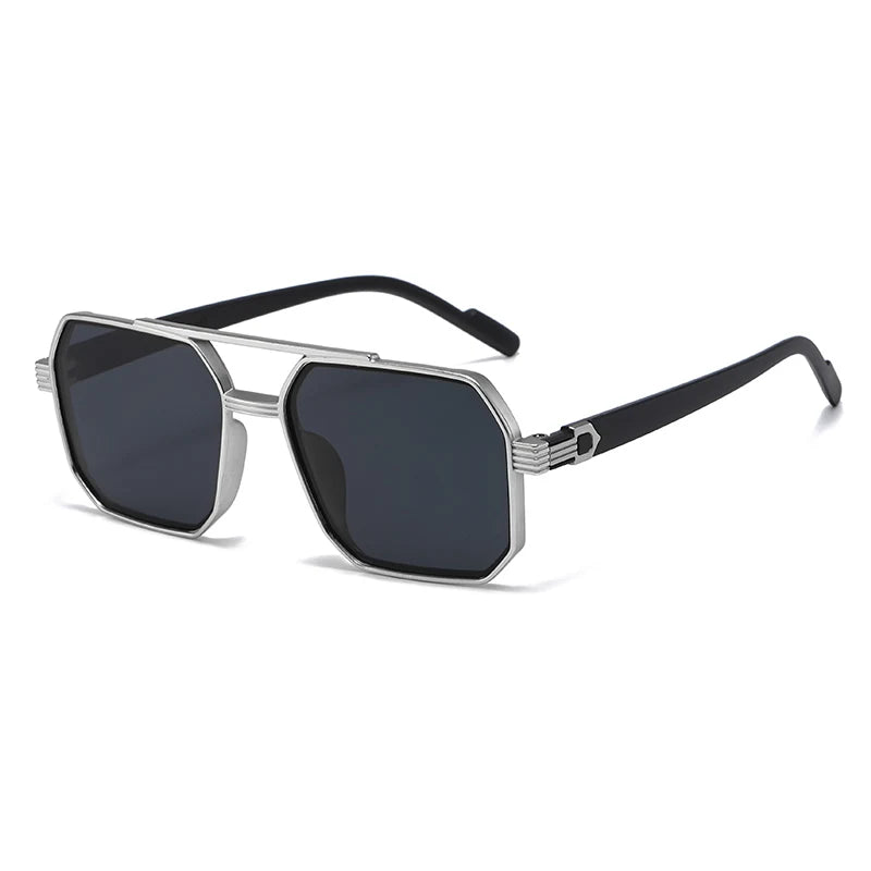 Car Sun Glasses New Fashion Double Beam Polygonal Sunglasses Retro Personalized Trendy Large Frame Eyewear European and American