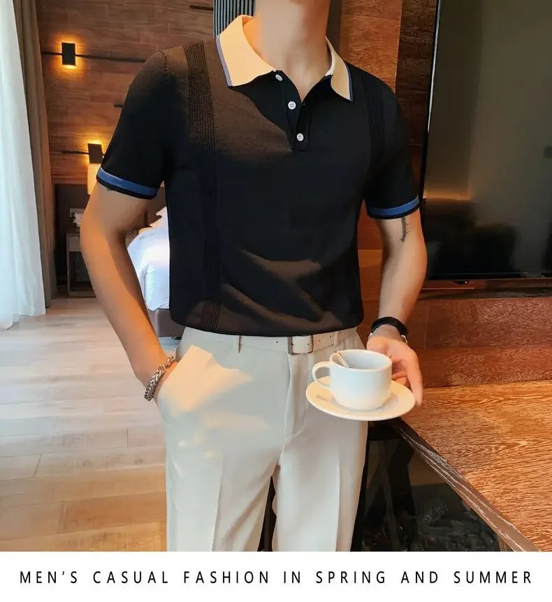 Korean Trendy Knit Polo Shirt