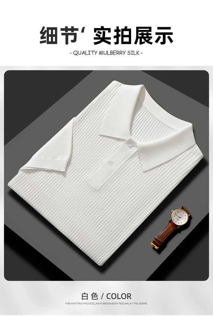 🧵 Summer Men’s Mulberry‑Silk Polo