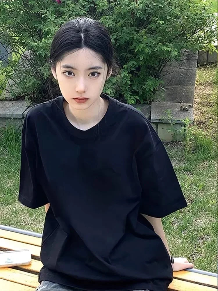 Heavyweight Pure Cotton Oversized T‑Shirt – Tianqing Color Unisex Summer Loose‑Fit Streetwear Tee