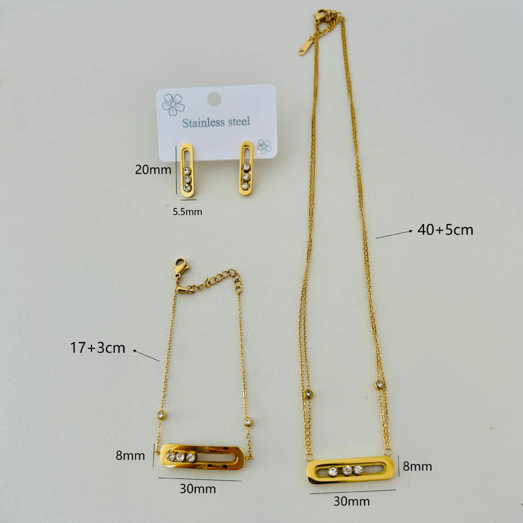 3‑Piece Luxury Stainless Steel Jewelry Set for Women