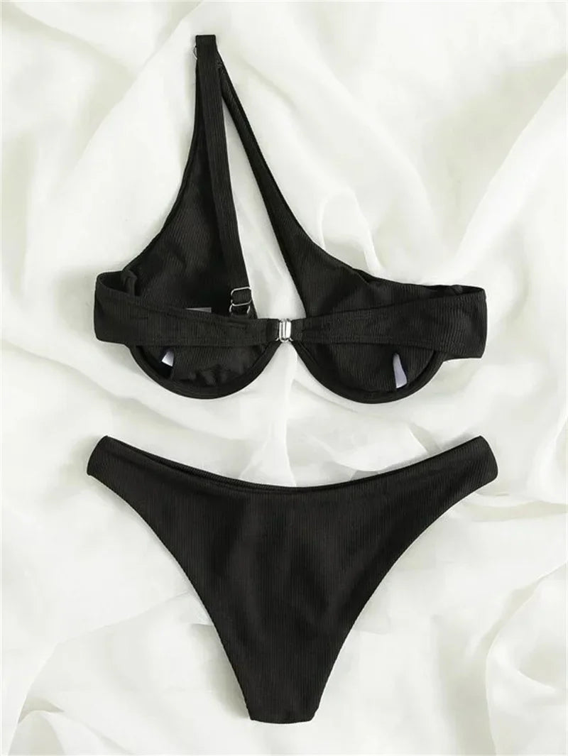 One‑Shoulder Push‑Up Micro Bikini