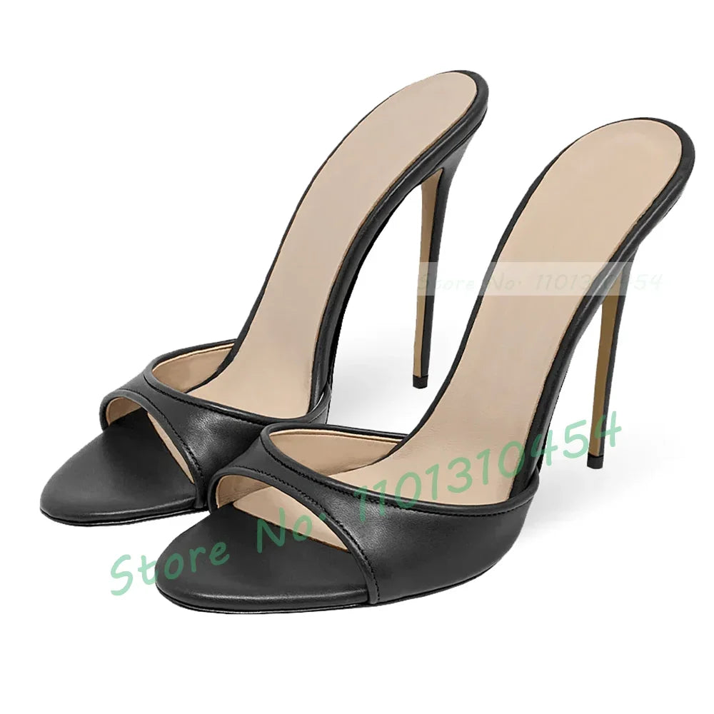 Snake‑Print Open‑Toe Stiletto Slides