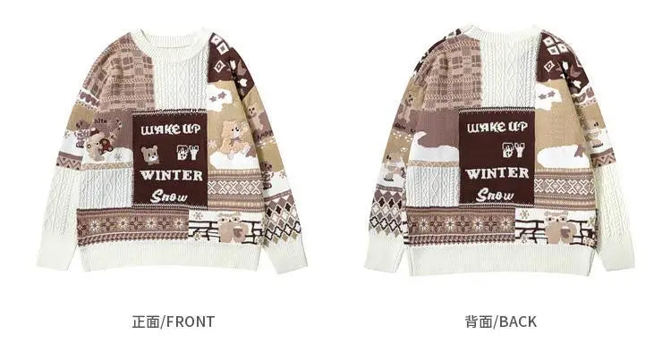 Men’s Japanese Retro Twist Christmas Sweater