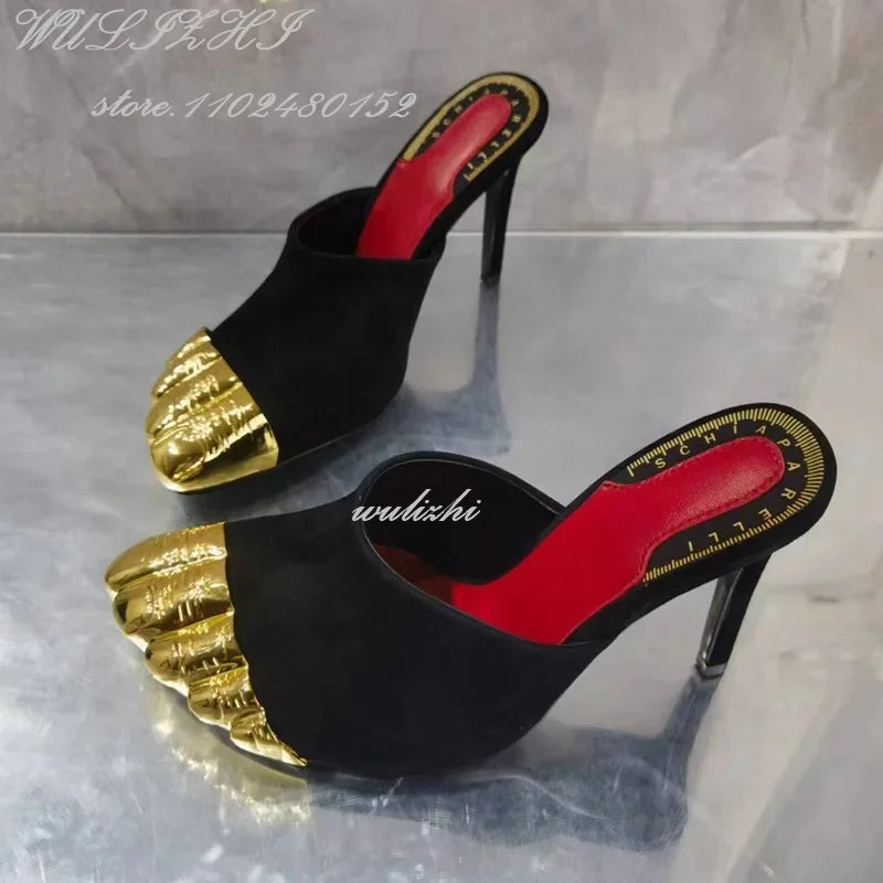 Big Bow Metallic Stiletto Sandals