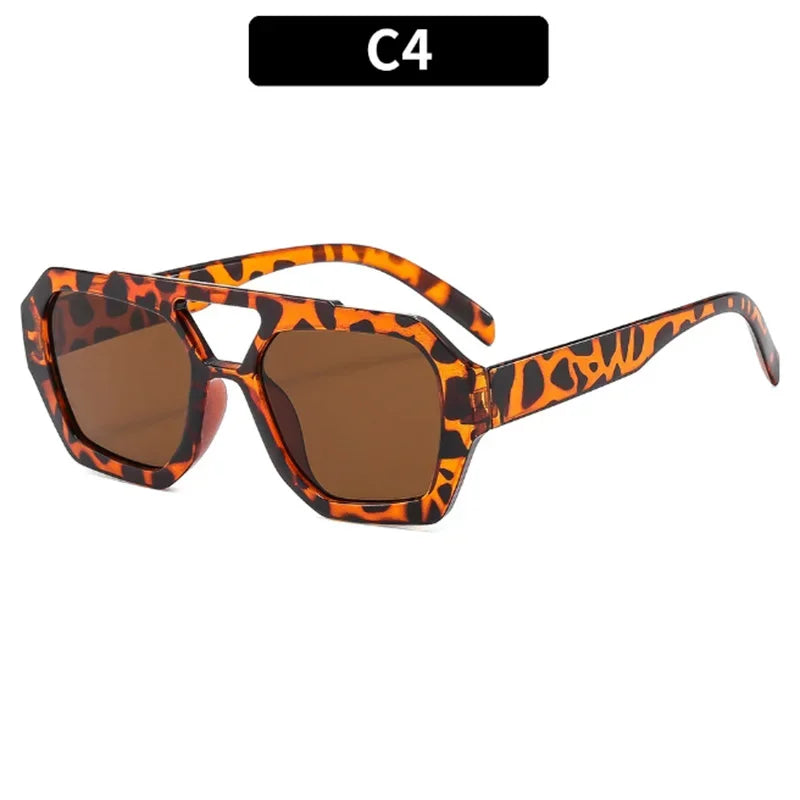 2025 Retro Double Bridge Fashion Sunglasses Women's Luxury Light Rhombus Women Sun Glasses Ins Trending Sun Shades UV400