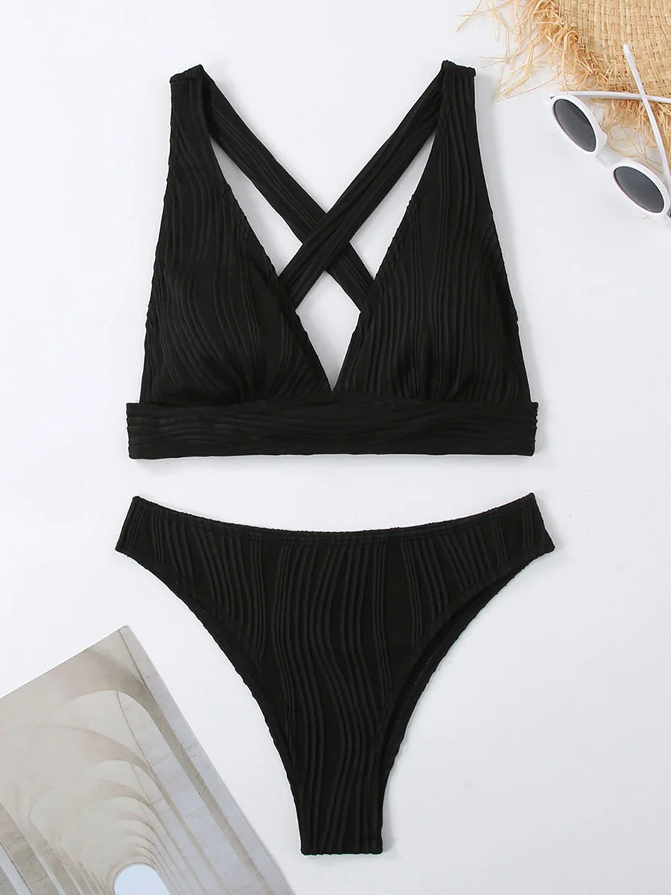 Sexy Criss‑Cross Tie‑Back Bikini