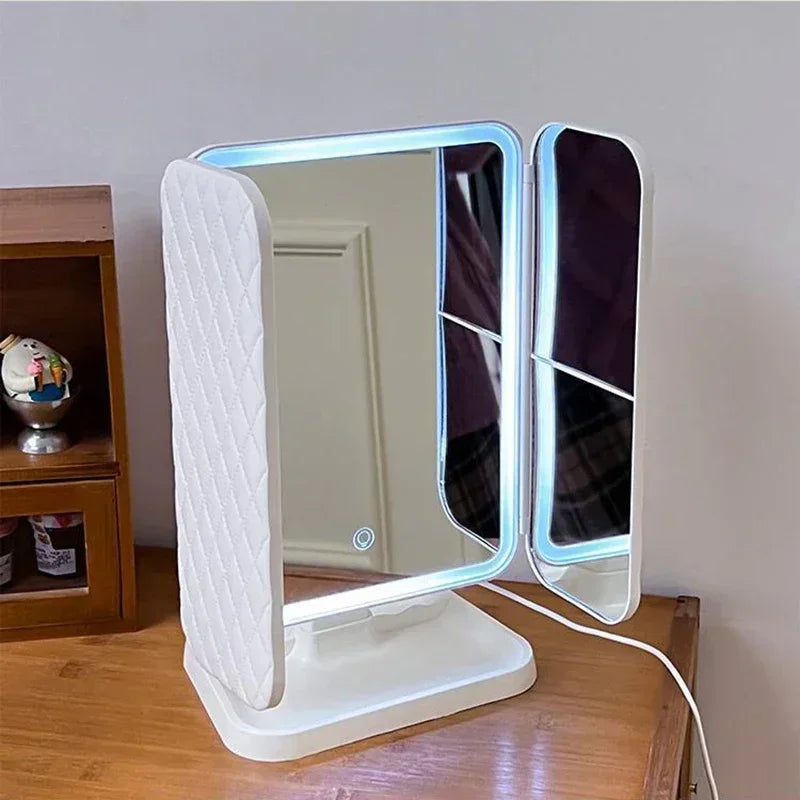 Trifold LED Makeup Mirror – Smart Light‑Up Beauty Mirror with Adjustable Fill Light