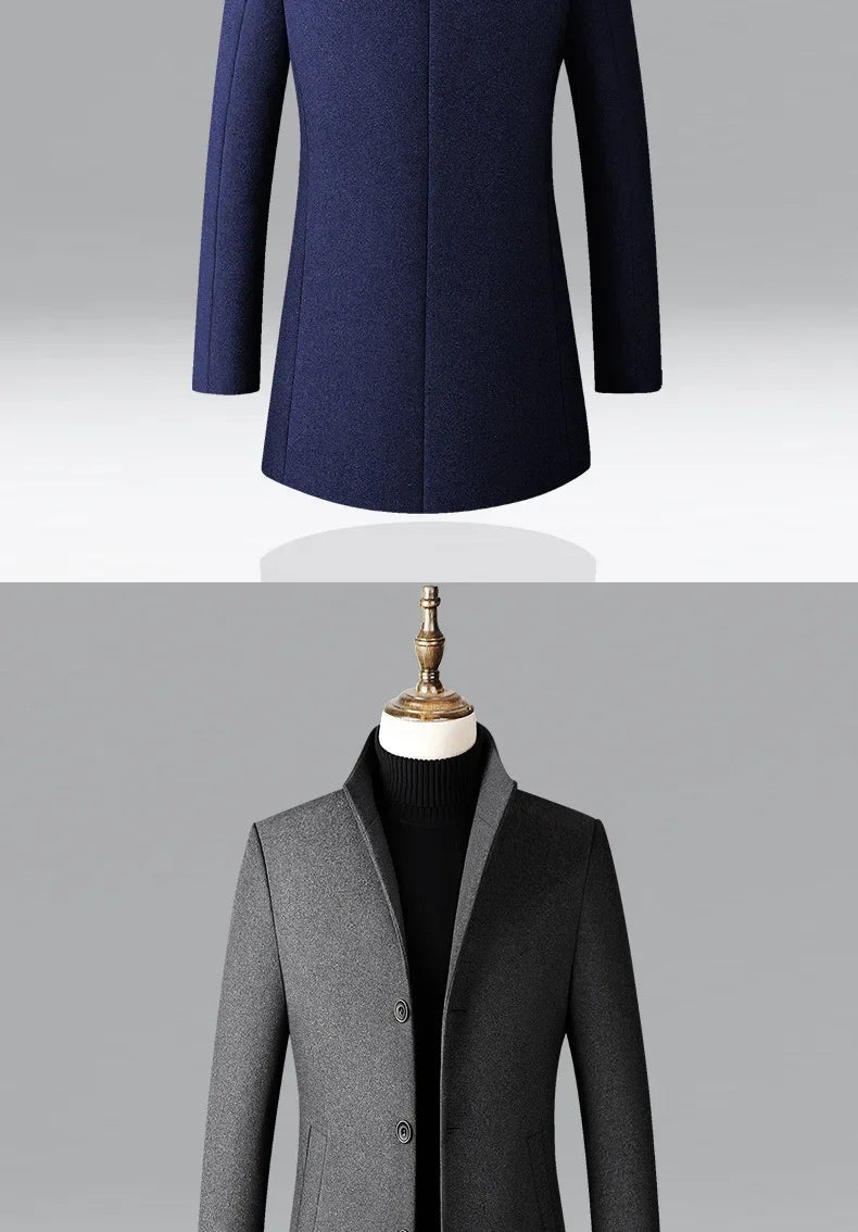TFETTERS Brand Trench Coat Korean Fashion Business Casual Stand Collar Long Jackets for Men 2026 Autumn Windbreaker Winter Coats