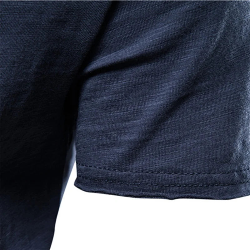 Men’s 100% Cotton Thin Summer T‑Shirt – Soft Breathable O‑Neck Casual Fitness Top