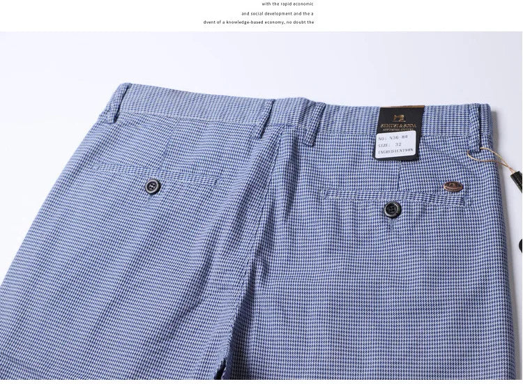 Slim Plaid Blue Suit Pants