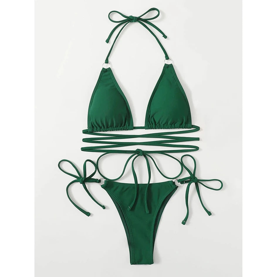 Women’s Micro Criss‑Cross Bandage Bikini – Sexy Thong Two‑Piece Swimsuit 2025/2026
