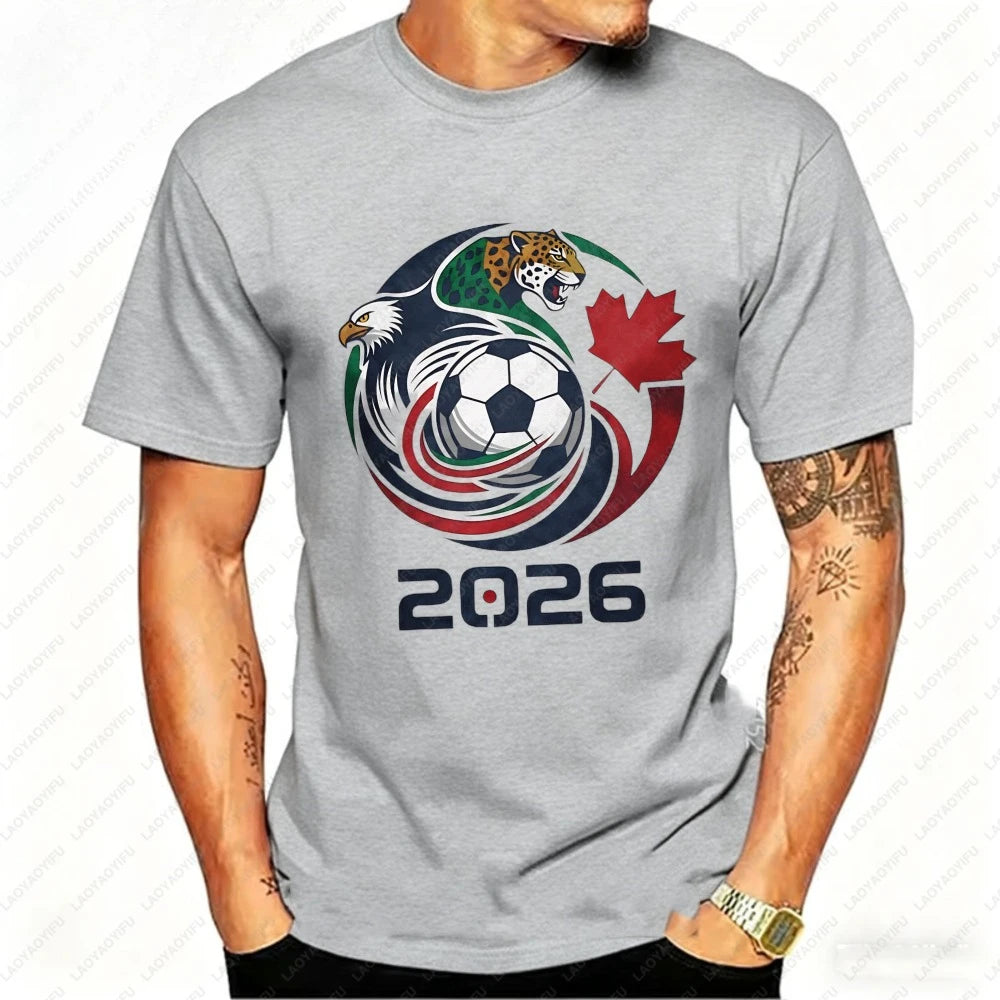 2026 Men’s Casual Soccer Print Oversized T‑Shirt — Minimalist Football Graphic Streetwear Tee