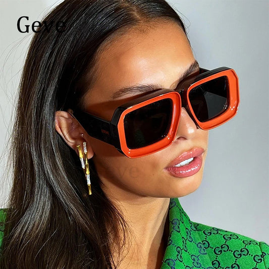 Fashion Square Sunglasses Women Luxury Vintage Big Frame Gradient Lenses Sun Glasses Female Popular Trends Shades UV400