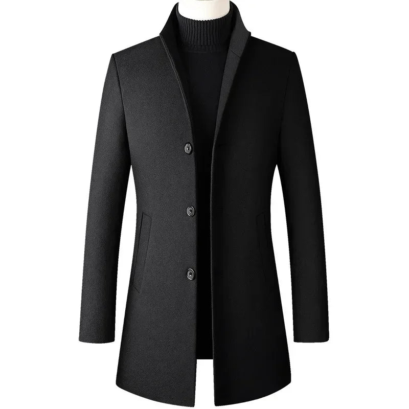TFETTERS Brand Trench Coat Korean Fashion Business Casual Stand Collar Long Jackets for Men 2026 Autumn Windbreaker Winter Coats