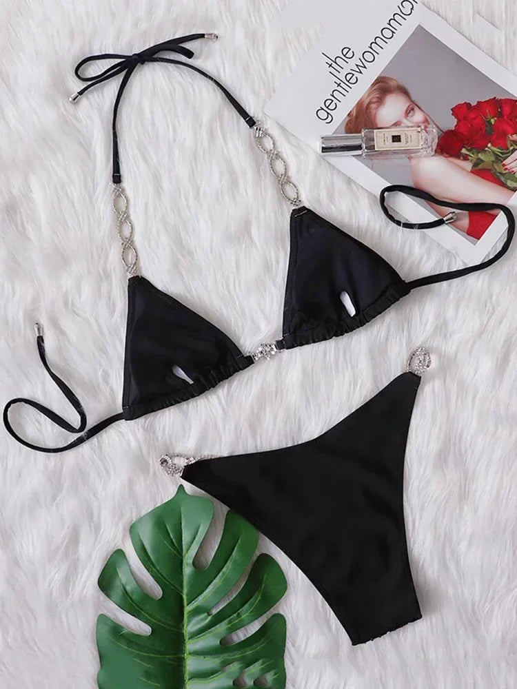 Shiny Sequin Rhinestone Bikini