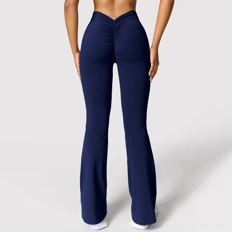 Women’s High‑Waist V‑Back Push‑Up Leggings – Micro Horn Slim Fit Gym Pants, Fashion Sports & Casual Leggings
