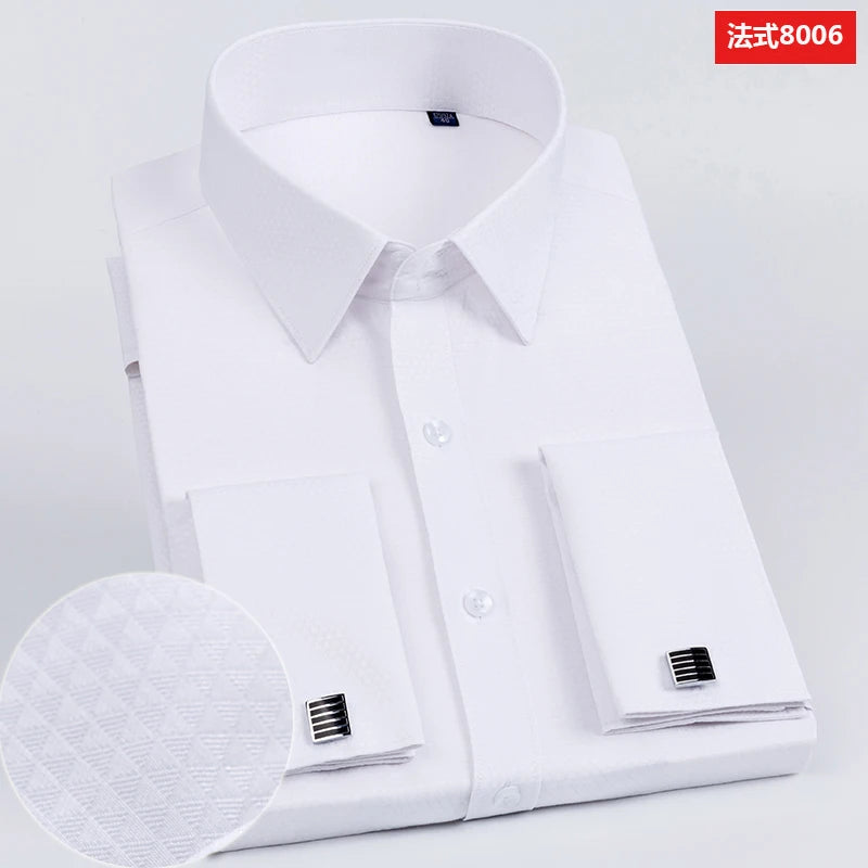 Men’s French Cufflink Slim‑Fit Business Shirt