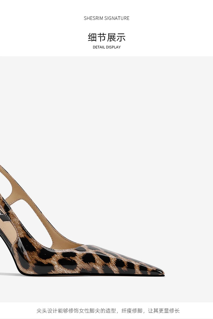 French style exquisite leopard print high heels, feminine and high-end high heels, 2025 four season new slim heel sandals