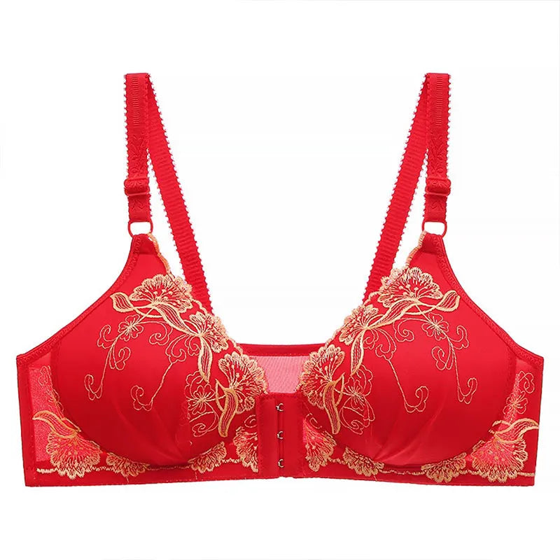 Lace Embroidery Front‑Closure Bra