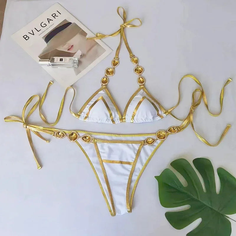 Halter Crystal Rhinestone Bikini